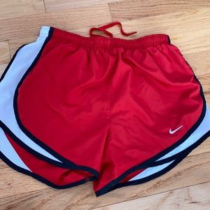 Red Nike Dri-fit running shorts with liner, S